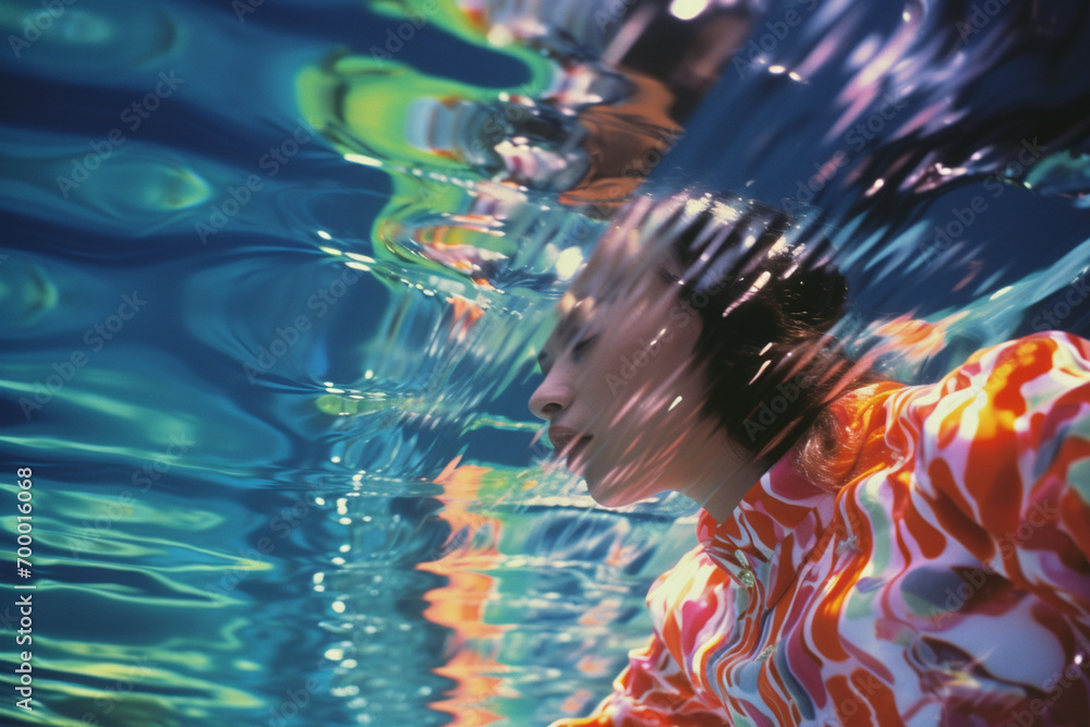 Aufkleber a shifted spectrum in the synchronized swimming representation, exploring new colors and shapes in a
