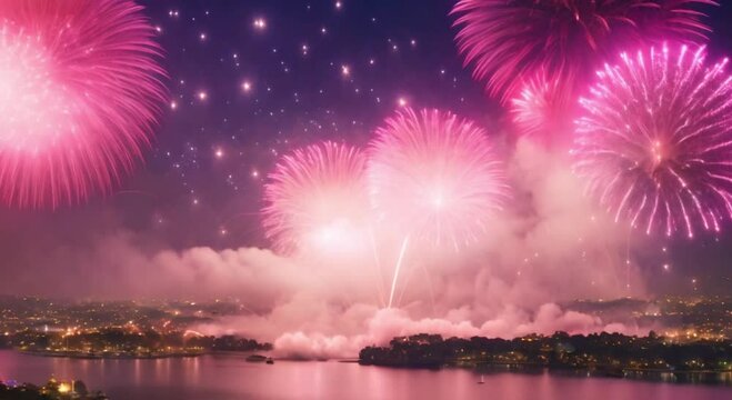 beautiful fireworks at night video footage 2k 60fps