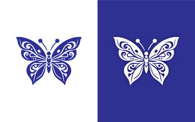 Simple butterfly logo blue background