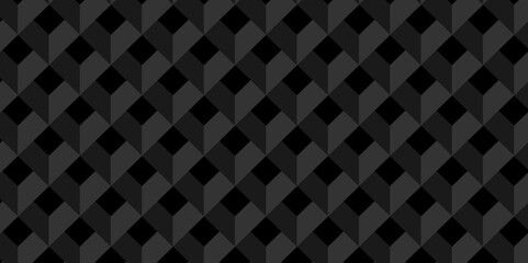 Black and gray seamless pattern Abstract cubes geometric tile and mosaic wall or grid backdrop hexagon technology. Black and gray geometric block cube structure backdrop grid triangle background.