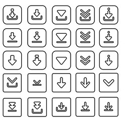 Download icon vector set. Upload button illustration collection. Load symbol or logo.