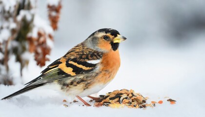 Winter's Palette: Brambling Feast with Copyspace