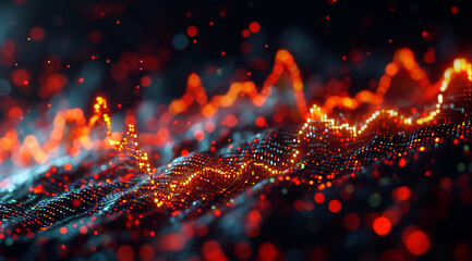 Abstract Holographic Chart with Stock-Like Graph for Business Concepts