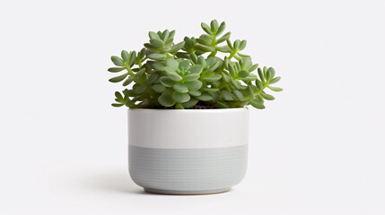 Different type of Succulent plants in a light, white colored pot  with a light background 