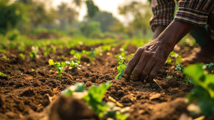 person planting a plant