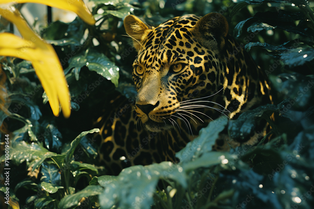 Poster an abstract interpretation of panther forms adorned with intricate patterns, seamlessly integrated i