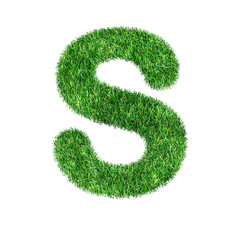 Grass letter S isolated on transparent background.Symbol eco nature environment, save the planet.