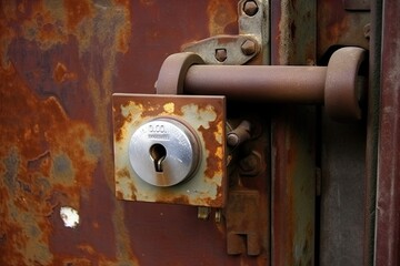 Fototapeta na wymiar door iron rusty old lock