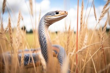 Fototapeta premium cobra standing tall in long grass
