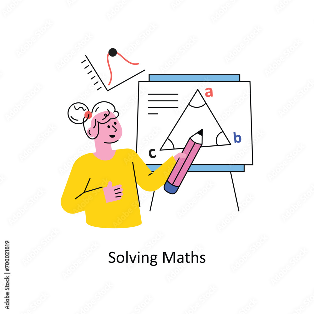 Poster solving maths vector filled outline design illustration. symbol on white background eps 10 file