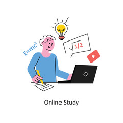 Online Study  vector Filled outline Design illustration. Symbol on White background EPS 10 File 