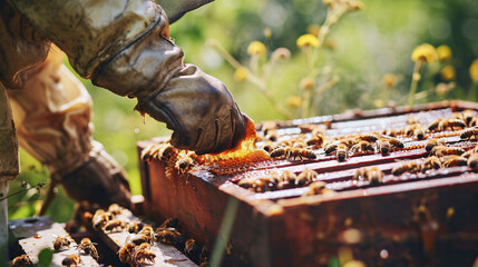 Beekeeper collecting
