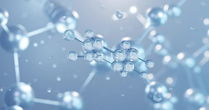 4-Aminosalicylic acid, rotating 3D model of antituberculosis agents, seamless looped video, molecular structure with selective focus