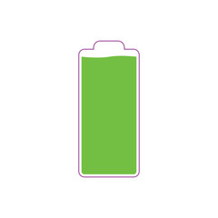 Battery charged vector drawing. White background.
