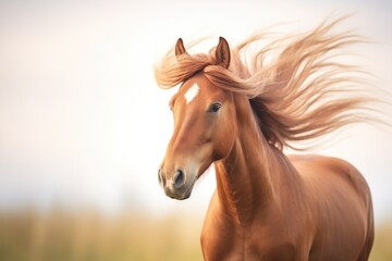 horse with flowing mane in a breeze