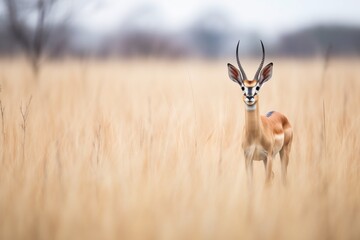 wide-angle view of impala in vast grassland