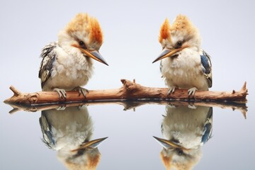 Fototapeta premium two kookaburras facing each other on separate branches