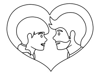 Avatar Character Line Art Romantic Couple
