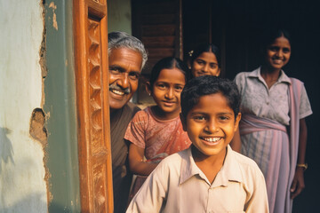 a family from India on the threshold of their own home