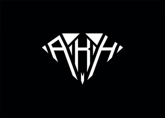 Modern letter A K H diamond shape logo And initial monogram A K H letter logo vector template