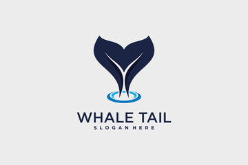 Whale tail logo design vector illustration with creative idea