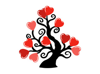 Love Tree Valentines Day Illustration

