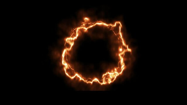 circle flaming fire outline on transparent background