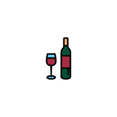 Original vector illustration. The icon of a wine bottle with glasses.