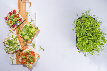 Vegetable and fruit microgreen sandwiches