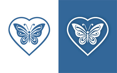 Simple butterfly logo desert blue background