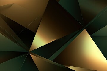 effect 3d squares lines triangles light glow gradient color olive bronze shape geometric design background modern abstract green brown dark - obrazy, fototapety, plakaty