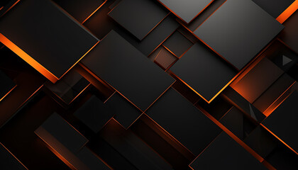 geometric  black orange 3D wallpaper