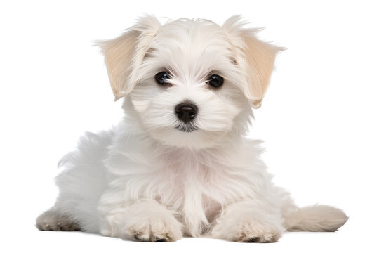 Cute Maltese Puppy Sitting in Front of a Clean White Background for Adorable Dog Portraits, Generative AI