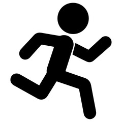 minimal Stick Figure character Run vector silhouette, black color
