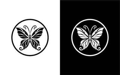 Simple butterfly logo black background