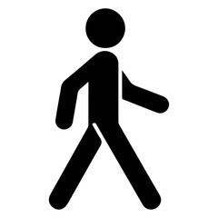 minimal Stick Figure character walking vector silhouette, black color silhouette