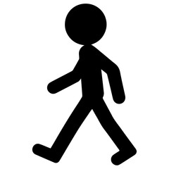 minimal Stick Figure character walking vector silhouette, black color silhouette
