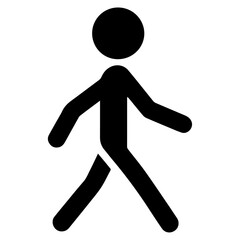 minimal Stick Figure character walking vector silhouette, black color silhouette