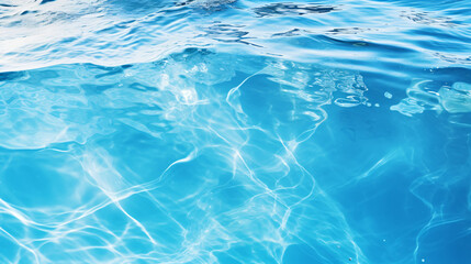 Clear blue water surface with splashing ripples. - obrazy, fototapety, plakaty