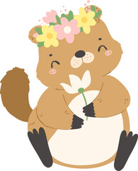Groundhog with flower illustrationGroundhog illustration