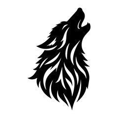 Wolf Howling Emblem Logo Vector silhouette, black color silhouette