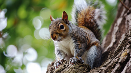 Close observation of nature including squirrel behave