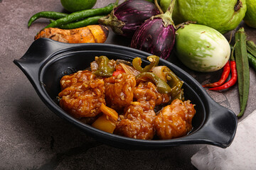 Chinese cuisine - prawn with chili sauce