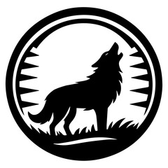 Wolf Howling Emblem Logo Vector silhouette, black color silhouette