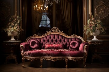 Lavish Luxury room antique. Royal home. Generate Ai