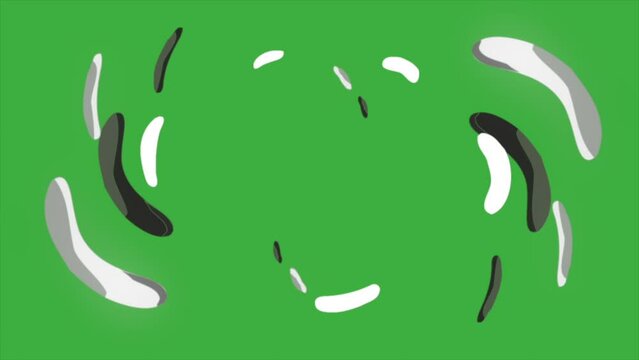 Animation loop video element effect cartoon smoke on green screen background