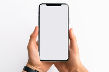 Obraz na płótnie Canvas close-up shot of a smartphone in male hands