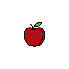 Original vector illustration. Contour icon of a ripe red apple.