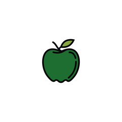 Original vector illustration. Contour icon of a ripe green apple.