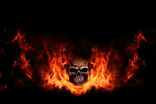 concept gothic fantasy halloween hell demons satan background fire inferno border flame space copy flame devil background horror
